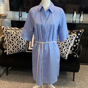 NWT WONGLight Blue Button-Front Midi Shirt Dress with Rope Tie